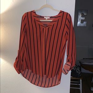 Orange and navy stripe shirt